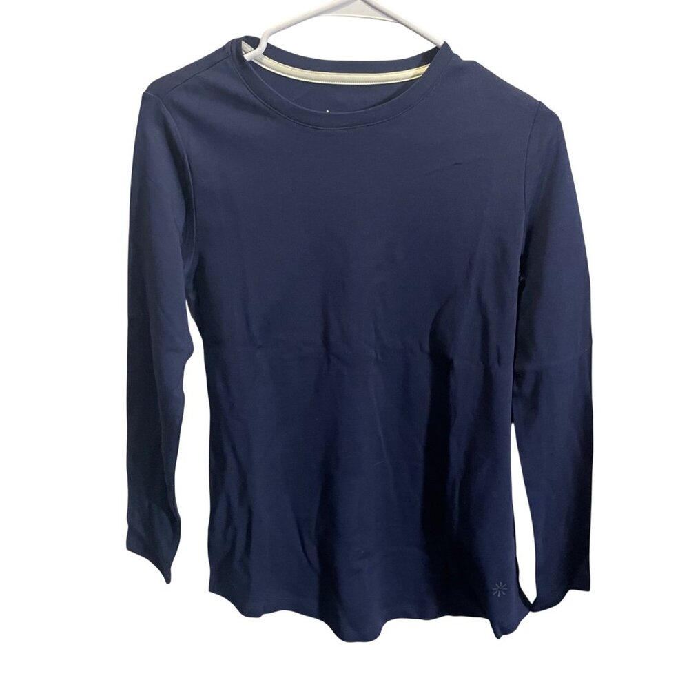 Isaac Mizrahi Live Essentials‎ Womens XS Navy Long Sleeve Crewneck Top